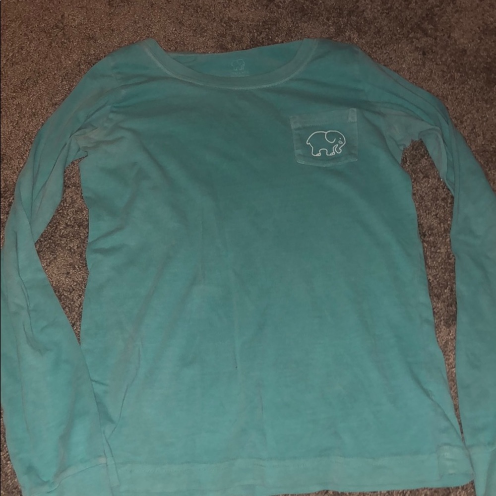 Teal ivory Ella long sleeve shirt